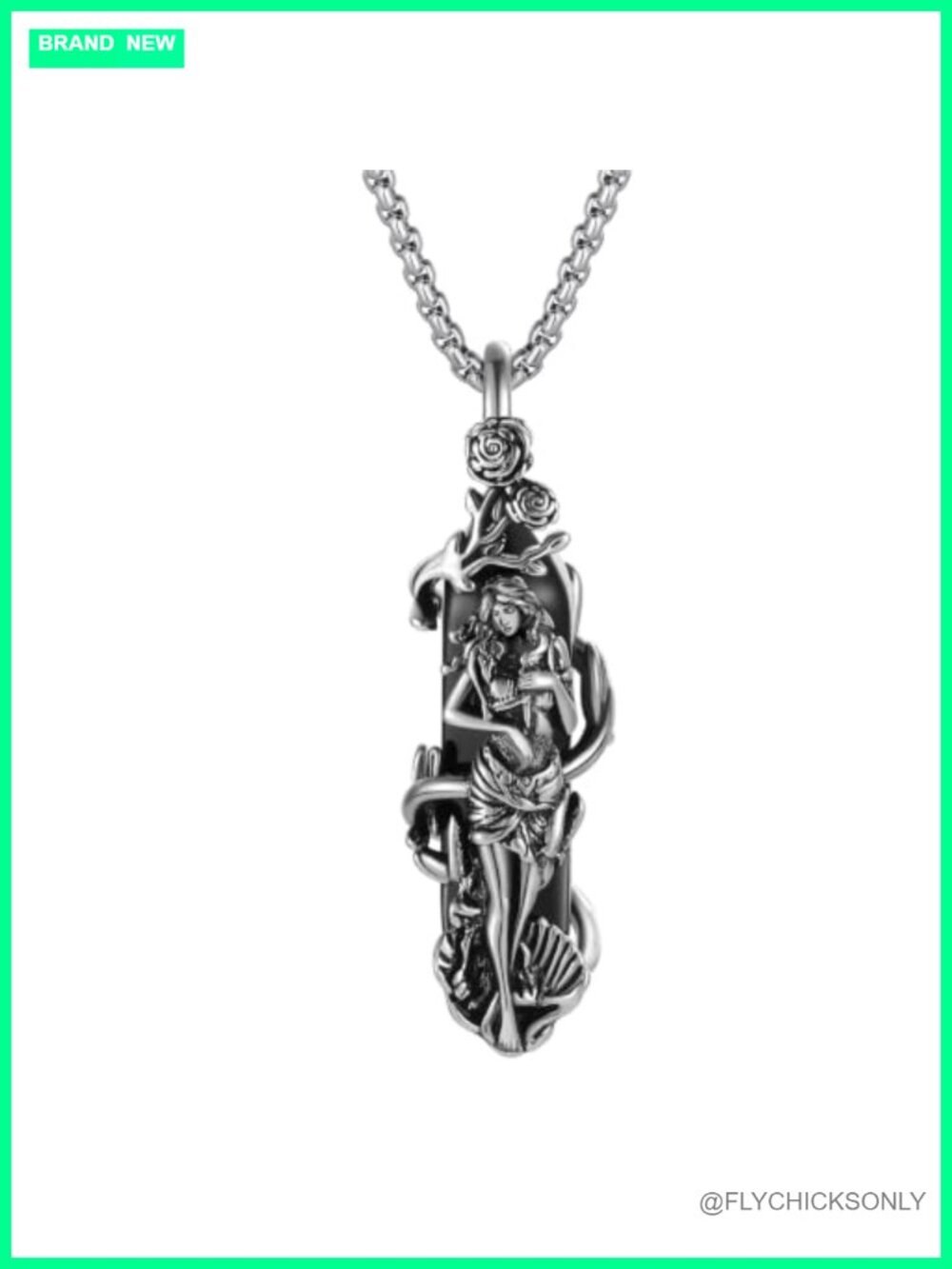 Black Onyx Aphrodite Pendant Necklace Copper 18+2 Inch Chain